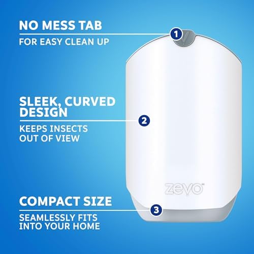 Zevo Flying Insect Trap for Indoors: Light Trap Captures Fruit Flies, Gnats and Houseflies, Starter Kit + Refills (1 Plug-in Base + 3 Cartridges)