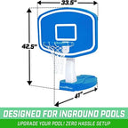 GoSports Splash Hoop Swimming Pool Basketball Game, Includes Poolside Water Basketball Hoop, 2 Balls and Pump – Max Blue