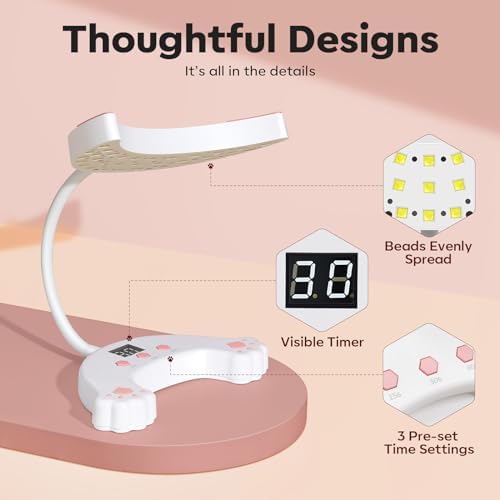Modelones UV LED Nail Lamp, Gooseneck UV Lamp for Gel x Nails, 48 W Nail Light for Gel Nail Polish with 3 Timers and LCD Display, UV Light for Gel Nails, LED Nail Lamp for Fast Curing
