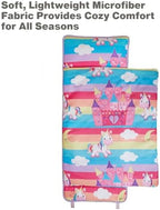 EVERYDAY KIDS Nap Mat with Removable Pillow - Unicorn Dreams - Carry Handle with Straps Closure, Rollup Design, Soft Microfiber for Preschool, Daycare, Travel Sleeping Bag - Ages 3-6 Years