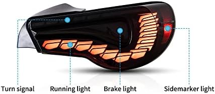 OQHAIR Dynamic Tail Light Assembly LED Tail Lights SMOKED w/Sequential DRL Signal For 86 For Subaru BRZ For Scion FR-S 13-20