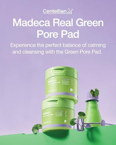 Centellian 24 Madeca Real Green Pore Pad (5.74fl oz / 60 pcs) - Exfoliating & Soothing Dual-Sided Toner Pads for Sensitive Skin, Pore Care & Texture Improvement, Korean Skin Care. Centella Asiatica