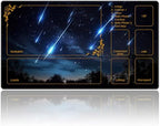 DEGDFSGR for MTG Playmat with Zones 24 x 14 inches for TCG Playmats Non-Slip Rubber Base Commander Play Mat for Card Play mat Iorcana Trading Card Game, Blue Sky Meteor Streaks