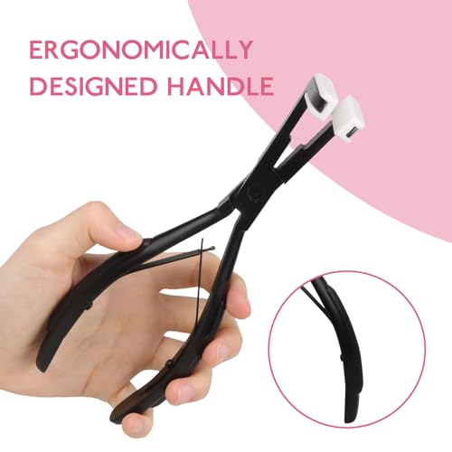WENNALIFE Tape in Pliers Tape in Extension Tool, Tape in Clamp Tools for Hair Extension Pliers Tape in Hair Extensions Tools Kit Professional Flat Surface Sealing Clamp Tape in Tools for Hair, Black