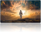 for MTG Playmat with Zones 24 x 14 inches for TCG Playmats Non-Slip Rubber Base Commander Play Mat for Magic The Gathering Playmat Iorcana Trading Card Game, Jesus Walked in The Clouds