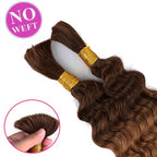 Human Braiding Hair 100g Deep Water Wave Bulk Human Hair for Braiding No Weft 10A Brazilian Virgin Curly Human Hair Extensions for Boho Braids (100g-26inch, T4/30-Deep)