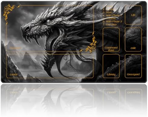 DEGDFSGR MTG Playmat 27.5" x 15.74" Cool Dark Dragon Non-Slip Rubber Base Commander Playmat for Magic The Gathering, TCG, YGO, CCG, RPG, PKM