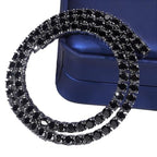 4mm Black Moissanite Tennis Necklace for Women Mens Stainless steel Iced Out Lab Grown Moissanite Diamond Round Cut Necklaces for Men Tennis Hip Hop Chain (4MM Moissanite, 24 inch)