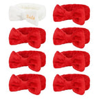 Semato Bachelorette Party Favor Set Bride Spa Headband Bride Headband and Bridesmaid Headband Skincare Headbands for Women Cute Bow Head Bands Party Supplies (1 bride+ 7 red)