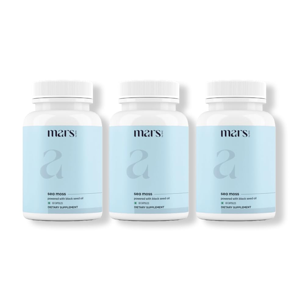 Mars Sea Moss Caps Surge Natural (60N) | Packed with 84 Essential Minerals | Powered with Black Seed Oil, Surgemax & Vitamin D3 | Overall Well-Being - Pack of 3