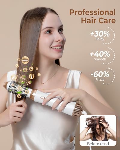 6 in 1 Blow Dryer Brush, Detachable Hair Dryer Brush Air Curler Air Styler Wrap, Curly Twist Hot Air BrushCurling Iron Brush, Blow Dryer Hot Brush Styler Negative Ion, Travel Hair Styling Tool