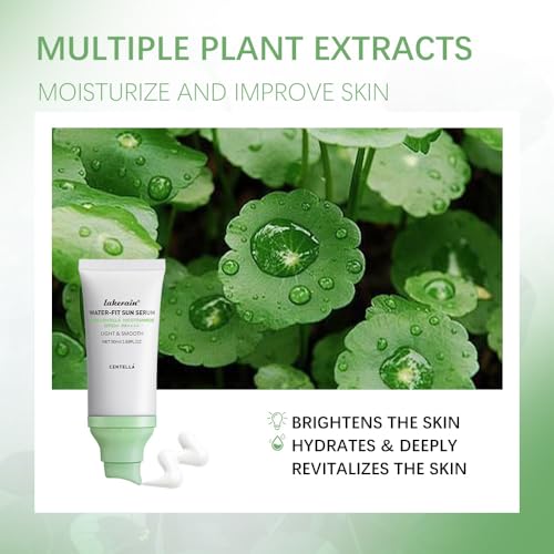 2 Pcs Centella Sunscreen, Lasting Lightweight Hydrating Centella Water-Fit Sun Serum SPF50 for All Skin Type and UV Defense.(Blue & Green)