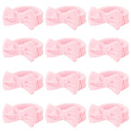 Casoty 12 Pcs Pink Spa Headbands, Makeup Headbands for Women, Soft Coral Fleece Headbands for Makeup, Bow Hair Band for Face Washing Shower Skin Care Yoga