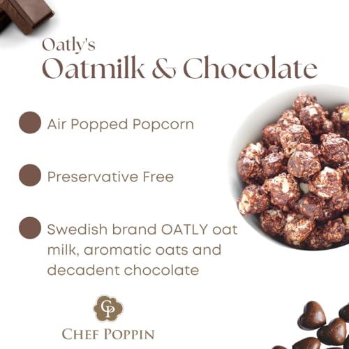 CHEF POPPIN Gourmet Flavored Popcorn, Non-GMO, Oatly's Oat Milk & Chocolate, 20g, 6 Pack, .71 oz each