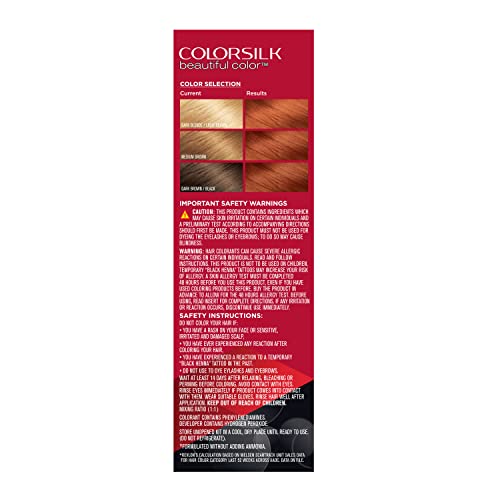 Revlon ColorSilk Permanent Hair Color, 100% Gray Coverage Dye Kit, Ammonia-Free, Keratin and Amino Acids, Red Shades, 45 Bright Auburn (Pack of 3)