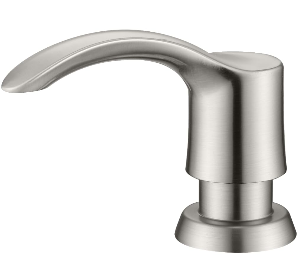 GAGALIFE Kitchen Sink Soap Dispenser with 17 Ounce Large Bottle (Brushed Nickel), Built in Sink Soap Dispenser Sink Mounted Soap Dispenser Refill from Top, G080BN