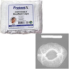 ProtectX 100-Pack White Disposable Hair Nets, Elastic Head Cover, Bouffant Caps, Sanitation Head Cover for Food Service, Spa Men & Women - 21 inch