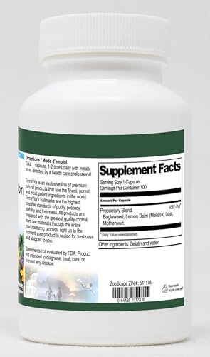 Terravita Thyroid Support - Bugleweed, Motherwort and Lemon Balm - 450 mg (100 Capsules, ZIN: 511178)
