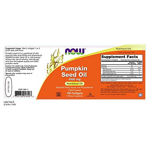 NOW Foods Pumpkin Seed Oil 1000 mg,100 Softgels