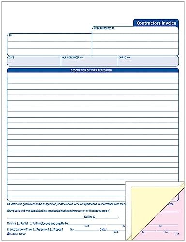 Adams Contractor’s Invoice Book, 3-Part, 50 Sets per Book, 50 Pages (ABFTC8122)