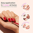 Manucurist System Green Pink (Hortencia) - Professional Manicure Set, Vegan & Plant-Based : 1 Nail Prep, 1 Base Coat, 1 Pink Nail Polish, 1 Top Coat, Drying Drops - No Lamp - Beauty Gift For Woman