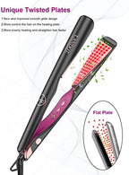 LANDOT Hair Straightener and Curler 2 in 1 - Twist Straightening Curling Iron Combo - Flat Iron Curling Iron in One for Curl Wave Straighten Hair