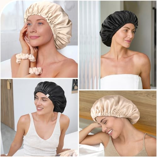 YANIBEST 22 Momme 100% Mulberry Silk Sleep Cap SilK Bonnet for Women - Natural Silk Sleeping Cap Hair Bonnet Silk Scrunchies