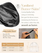 YANIBEST Silk Satin Bonnet Hair Wrap for Sleeping - Adjustable Stay on Silk Lined Slouchy Beanie Hat for Curly Hair and Braids