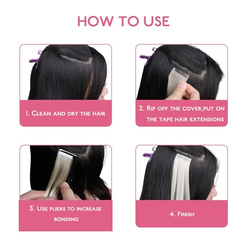 WENNALIFE Tape in Pliers Tape in Extension Tool, Tape in Clamp Tools for Hair Extension Pliers Tape in Hair Extensions Tools Kit Professional Flat Surface Sealing Clamp Tape in Tools for Hair, Black