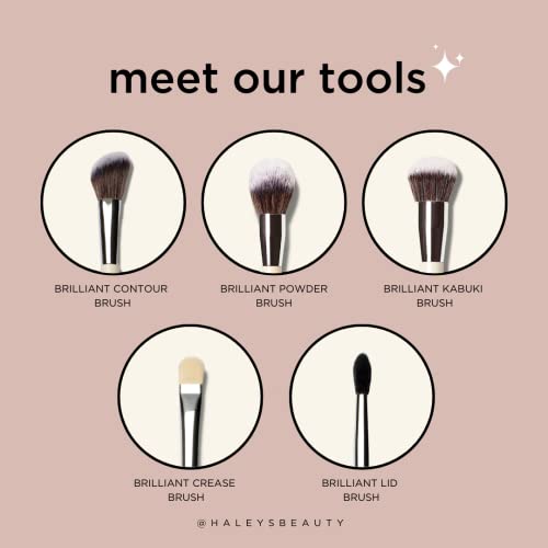 HALEYS Crease Eyeshadow Brush, Medium Fluffy Tapered Brush, Soft, Easy Blending Makeup Tool, Seamless, Multi-tasking Makeup Brush for Cream and Powder, High-end Synthetic Bristles, Vegan + CF