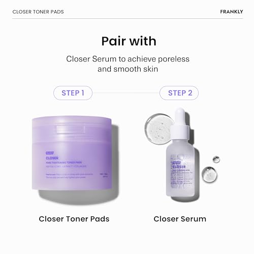 Frankly Closer Toner Pads 70pcs | Pore Minimizing & Moisturizing Jelly Pads for Smooth Skin | 9 Peptides, Vegan Collagen & Rice Extract | Vegan, All skin types, Korean Skincare | Valentines Day Gifts