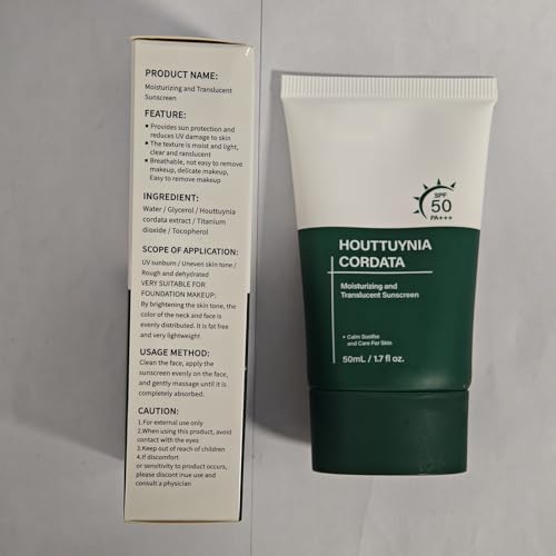 Heartleaf Silky Moisture Sunscreen, Moisture Daily Sunscreen, Korean SPF 50+ PA++++ Clear Filter Sun Essence, No White Cast, Hydrating, Moisturizing, Cools Down, Light Finish