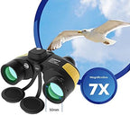 AOMEKIE Marine Binoculars for Adults 7X50 Military Waterproof Binoculars with Illuminated Rangefinder Compass BAK4 Prism IPX7 Fogproof for Boating Navigation Hunting Fishing Water Sports