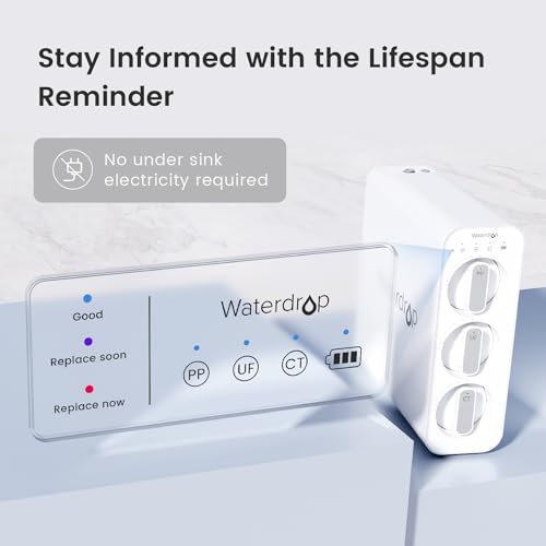 Waterdrop TSU 0.01μm Ultra-Filtration Under Sink Water Filter System, 3-Stage Tankless Undersink Water Filtration with Faucet, Smart Panel, No Waste Water, No Electricity Required, Does not Lower TDS