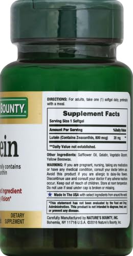 Nature's Bounty Lutein Pills, Eye Health Supplements and Vitamins, Support Vision Health, 20 mg, 40 Softgels (Pack of 2)