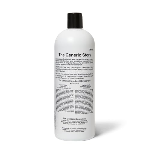 Generic Value Products Tea Tree Oil Shampoo, Leaves Hair Soft and Manageable, Leaves Scalp Clean and Tingling, Adds Vitality and Luster, 33.8oz