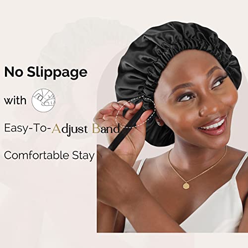 YANIBEST Double Layer Satin Bonnet Silk Bonnet Adjustable Hair Bonnet for Sleeping Hair Bonnets for Women Curly Natural Hair
