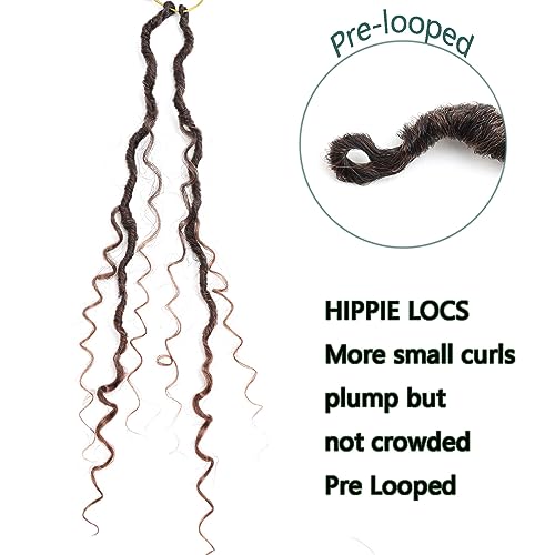 LMZIM 14 inch Goddess Locs Crochet Hair 8 Packs Boho Locs Crochet Braids,Hippie Locs Crochet Hair for Black Women Faux locs Croceht Hair Pre Looped River Locs Crochet Hair with Curly Ends 1B/30