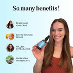 Biotin Hair Growth Serum - Rosemary Hair Thickening Serum with Peppermint Caffeine and Black Castor Oil for Hair Growth - Volumizing Hair Serum for Hair Growth for Men & Women - Vegan & Cruelty Free