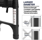 BOCOM 14.5 FT Aluminum Telescoping Ladder, Lightweight Multi-Purpose Collapsible Extension with 2 Triangle Stabilizers, Heavy Duty 330 lbs Max Capacity, Ideal for Home, RV, and Outdoor Work Black