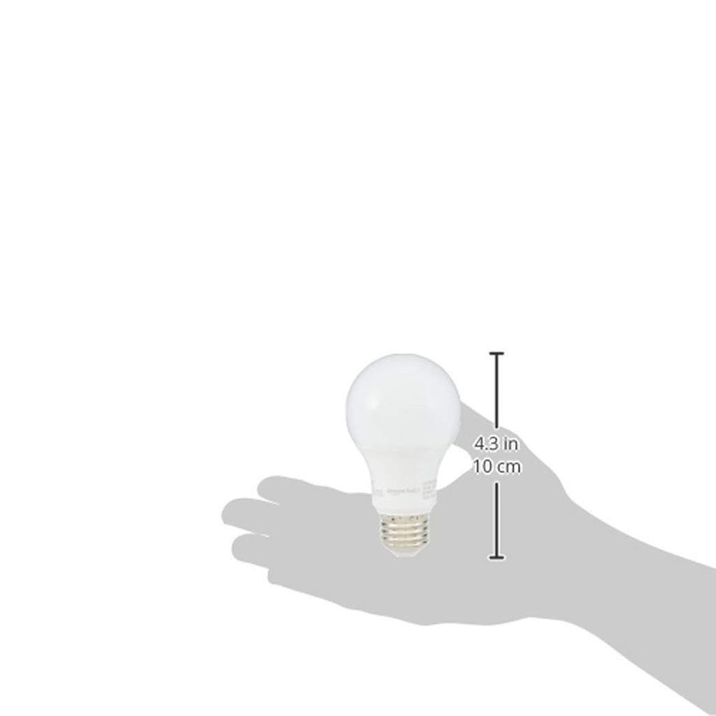 Amazon Basics Non-Dimmable LED Light Bulbs, Great Brightness, 40W Equivalent, 6W, E26 Standard Base, 2700K, 10,000 Hour Lifetime, Soft White A19, 6-Pack