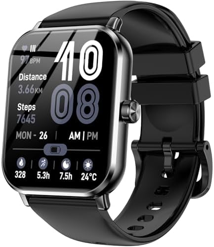 Smart Watch for Men Women, 1.83" HD Touchsreen, Bluetooth Calling, 5 ATM Water-Resistance, 130+ Sports Modes, Health, Fitness & Sleep Tracker, Timer, Fitness Watch for Android/iOS, Black