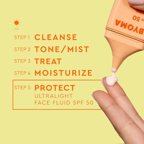 BYOMA SPF 50 Face Fluid - Ultra-Lightweight Facial Sunscreen for All Skin Tones - Luminous Glow, No White Cast - SPF Moisturizer Strengthens Skin Barrier - 1.69 fl.oz