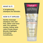 John Frieda Sheer Blonde Brightening Shampoo with Avocado Oil and Vitamin C - Revives Dull Highlights for Lighter Blondes, 8.45 Fl Oz