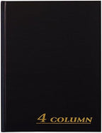 Adams Account Book, 4-Column, Black Cloth Cover, 9.25 x 7 inches, 80 Pages per Book (2)