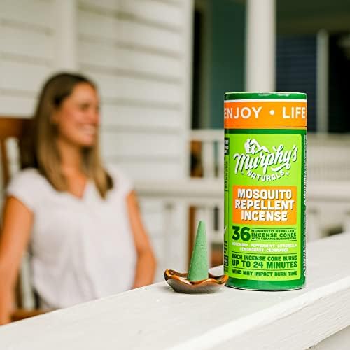 Murphy’s Naturals Mosquito Repellent Incense Cones for Outdoor Patio, DEET-Free, Plant-Based Bug Defense, 24+ Minutes Burn Time Each, 36 Count