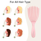 Detangler Brush for Curly Hair, Hairbrush Set for Wet Dry Curl Straight Thick Thin, Pain-Free Hair Brushing, Small Size for Travelling, Curly Brush for Women Men Kid (Pink and Blue)