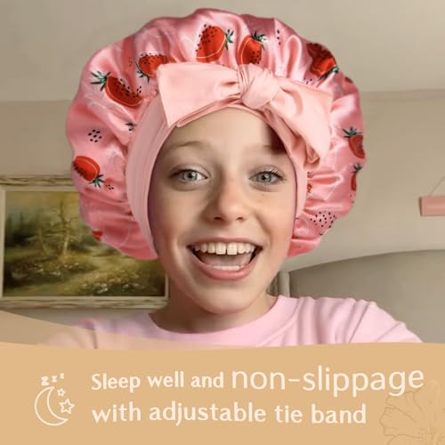 YANIBEST 2 PCS Baby Bonnet Silk Satin Bonnet for Kids Sleeping Cap Curly Natural Hair Silk Bonnets for Girls Boys Infant