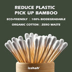Bamboo Cotton Swabs - 2000 Count - FSC Certified and PETA Approved, Eco Friendly Double Tips, Plastic Free Ear Sticks, All Natural 100% Biodegradable Organic Cotton Buds by Isshah