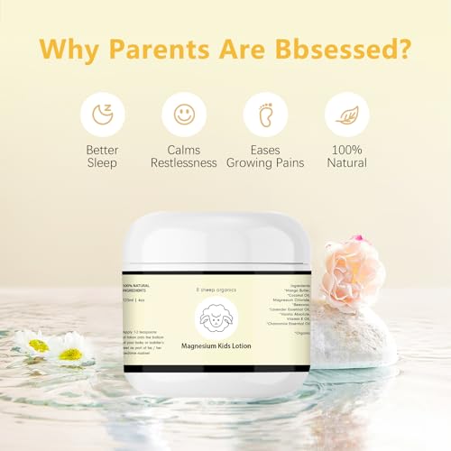 8 Sheep Organics Magnesium Cream,Magnesium Lotion for Sleep Kids,Topical Magnesium Cream Helps Kids Stay Calm at Bedtime and During The Night